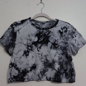 Unbranded Tie-Dye Crop Top Short Sleeve Gray Black Size S